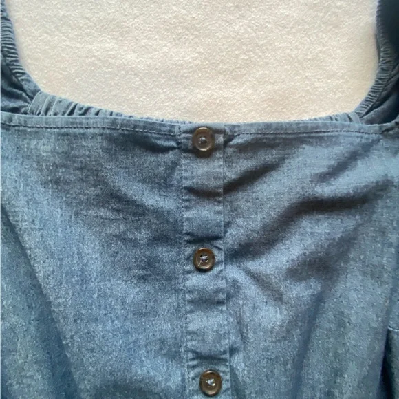 Lane Bryant Chambray Denim Dress A-Line w/Pockets Tie Waist Size 14 - Picture 6 of 8